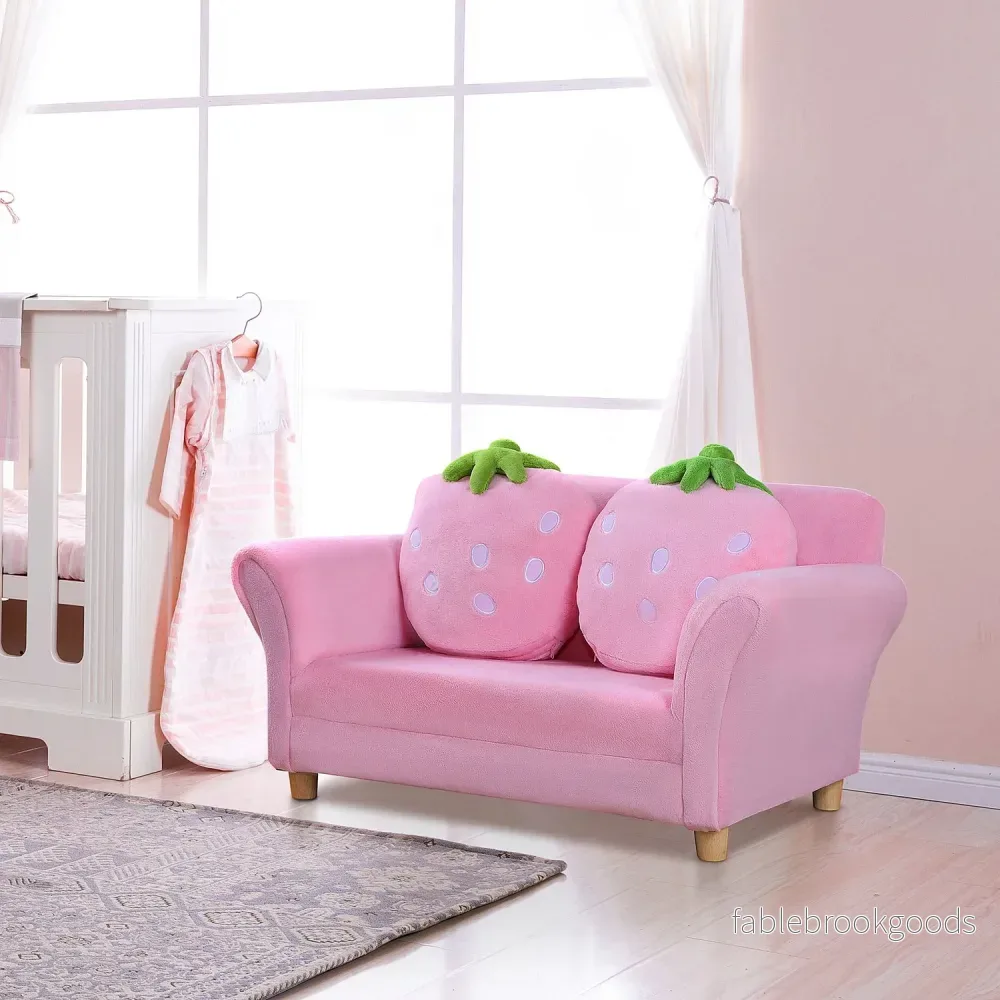 Jordgubbsfåtölj & soffa för barn – Mjuk, mysig design - Bild 2