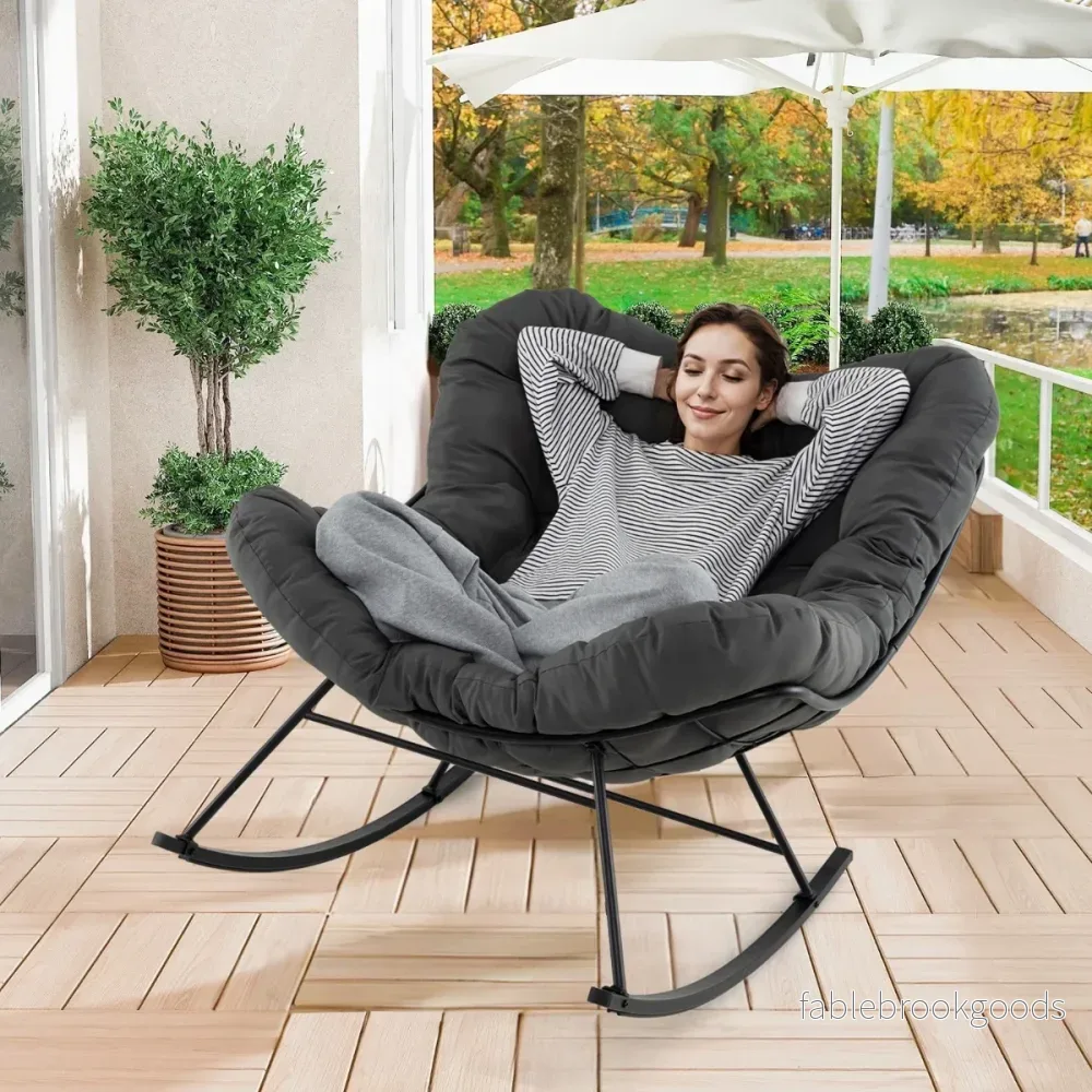 Gungstol – med vadderad kudde och bärförmåga Terrassstol – 205 kg – Grön - Bild 3