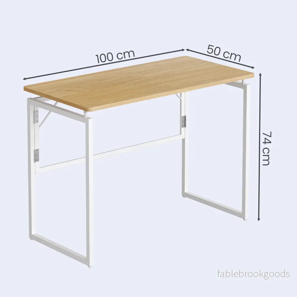 Opklapbaar Bureau - 100 x 50 cm - Afgeronde Hoeken - Ruimtebesparend - Eiken - Bild 3