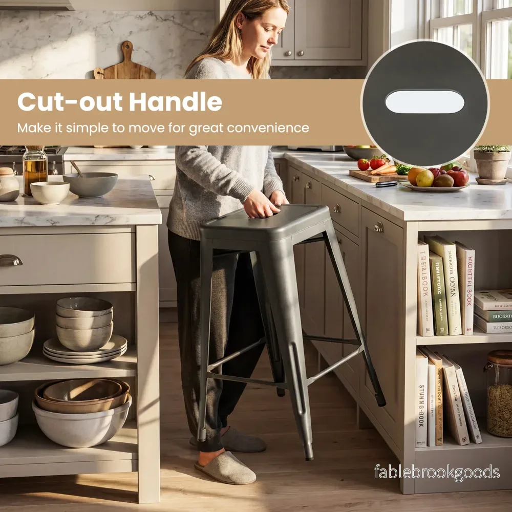 Set – med barstolar i stål, stapelbara avtagbar rygg, – 4 44,5 x 45,5 x 103 cm - Bild 3