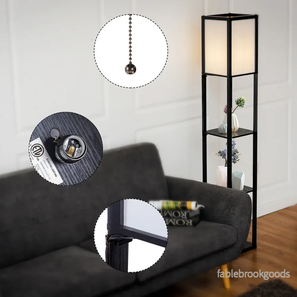 vånings – golvlampa Hylla Modern – 3 26 x 26 x 160 cm – Svart - Bild 3