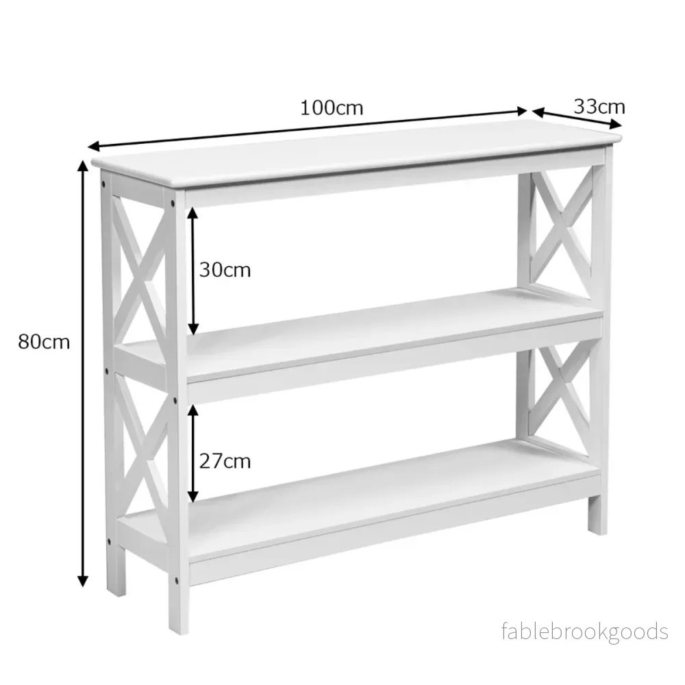 Konsolbord – Sidobord Industriell design med hylla Hallbord – 100 x 33 x 80 cm – Vit - Bild 3