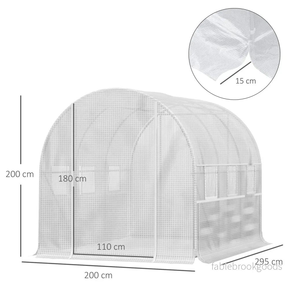 Växthustunnel 2,95x2x2M, Roll-Up Windows, UV-skyddad - Bild 3