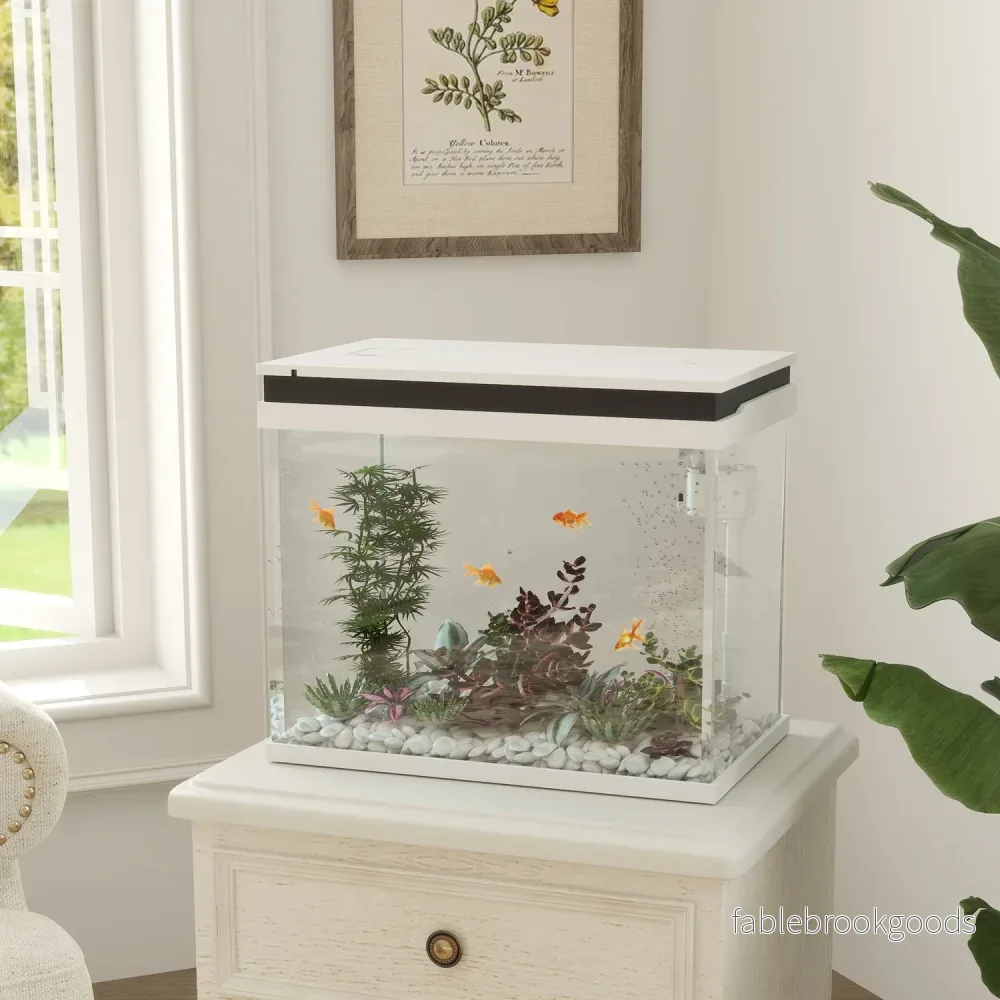 Akvarium, 41L glas med filter, LED & pump - Vit - Bild 2