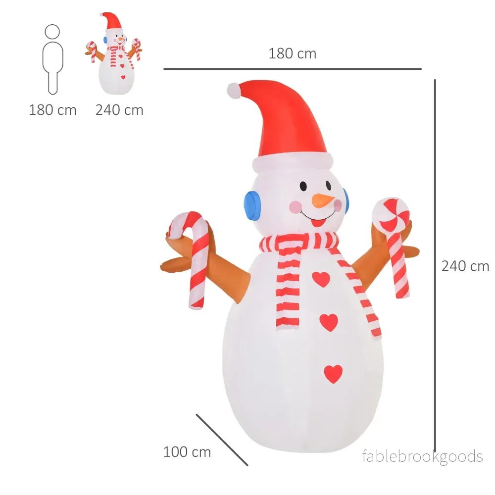 Uppblåsbar snögubbe med roterande ljus, 2,4 m, inomhus/utomhus - Bild 3