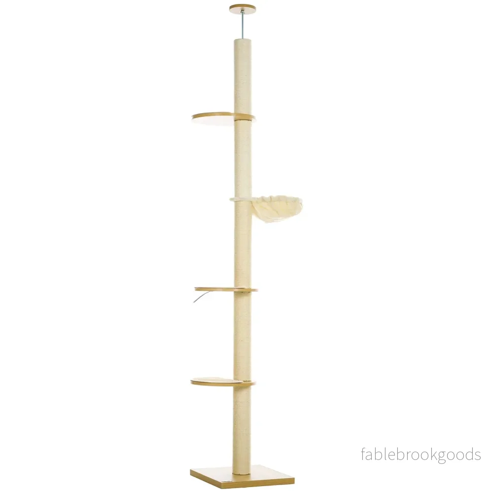 Justerbart kattträd med hängmatta, takhöjd 230-250cm