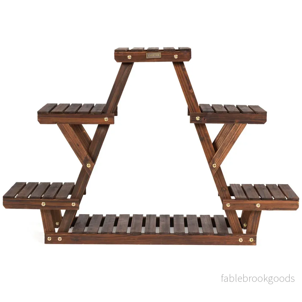 Växtställ – i trä Triangulär växthylla för krukor – 6 99 x 25 x 64,5 cm – Brun - Bild 2