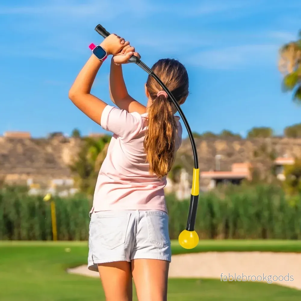 Golfsvingtränarhjälp – Träningshjälp med Vikt Huvud för Grepp Rytm Flexibilität Balans – 80 cm – Gul - Bild 3