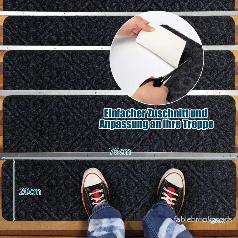 trappmattor – Halkfria för trätrappa – 15 76 cm x 20 cm – Grå - Bild 3