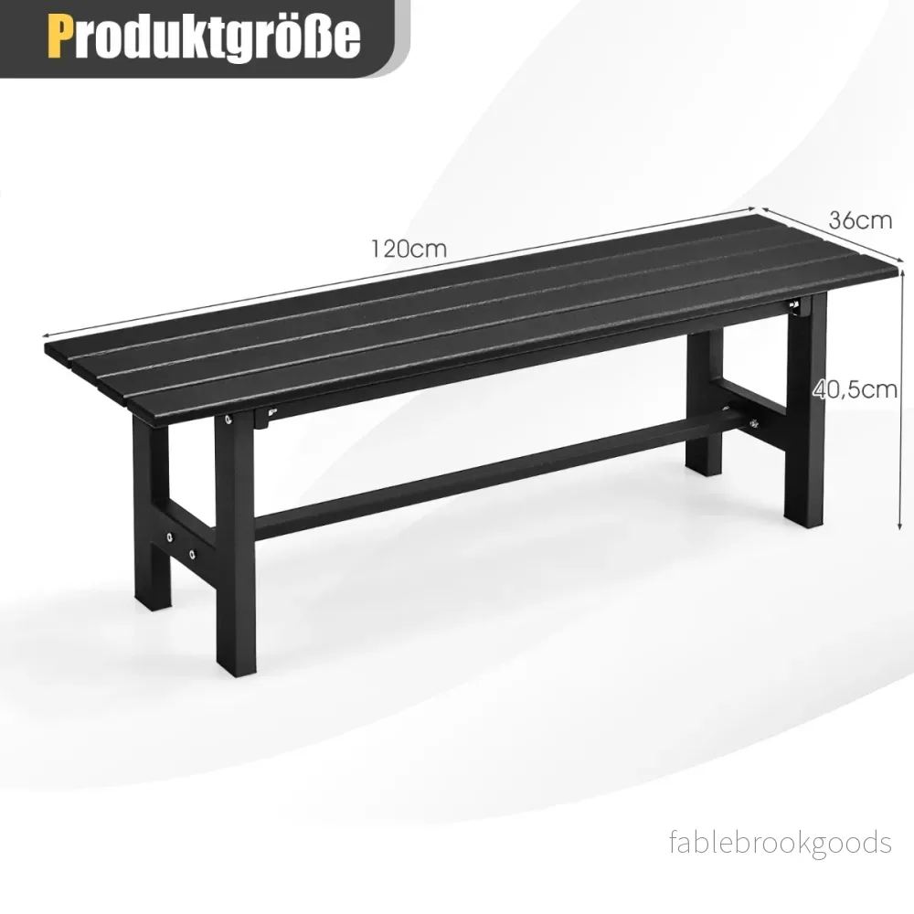 Trädgårdsbänk – för personer med lamellsäte upp till lastkapacitet – 2 300 kg 120 x 36 x 40,5 cm – Svart - Bild 2