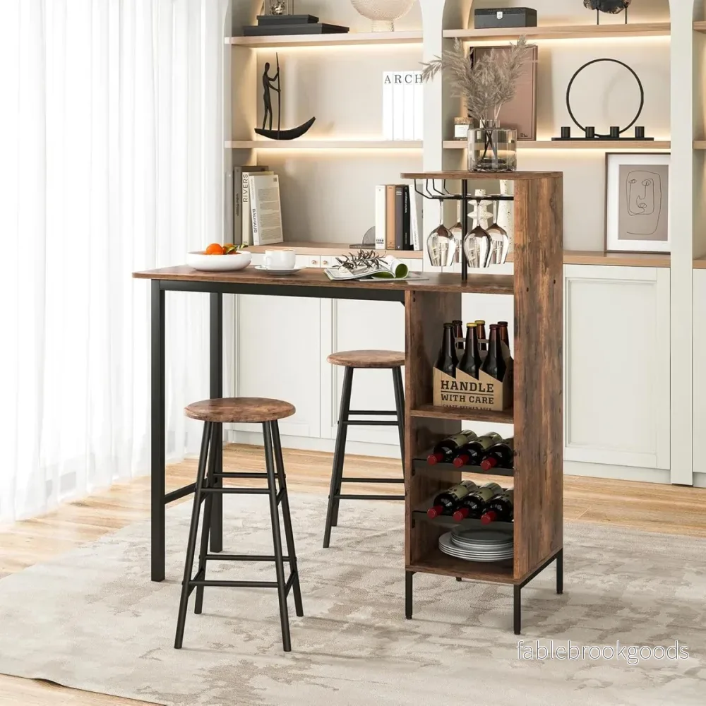 delad – barbord och stolset Industriellt pubbord pall – 3 – Kaffe - Bild 3