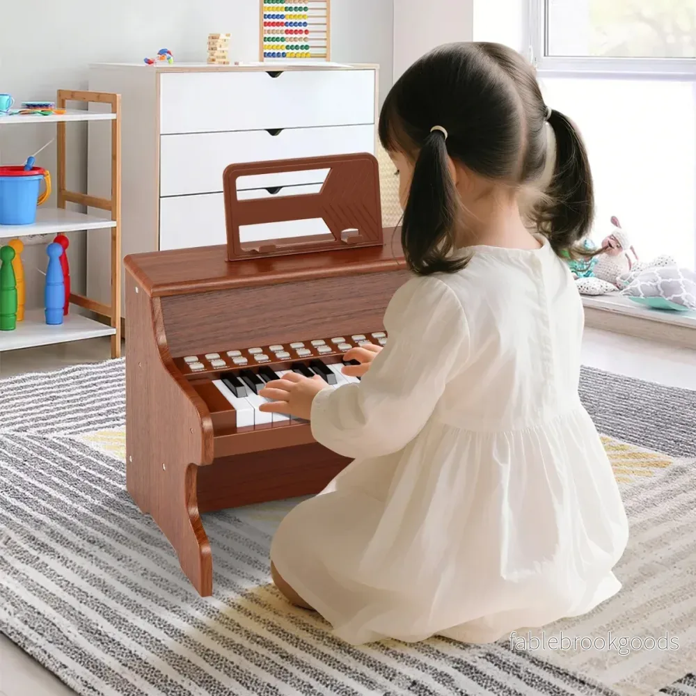 tangenter – Mini digitalpiano Barn Elektriskt med justerbar hastighet Brunt – 25 – Brun - Bild 3