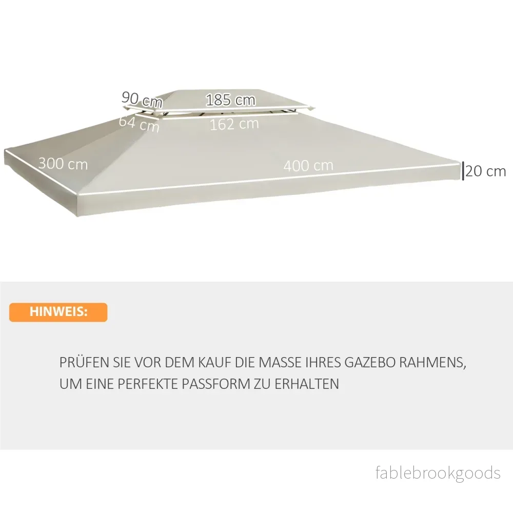 Krämvitt polyestertak för 4x3M Metal Gazebo - Bild 3