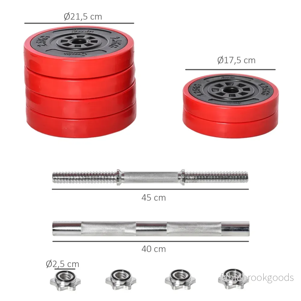 Justerbar 2-i-1 hantelset, 20/30 kg, stål & PP-plast - Bild 3