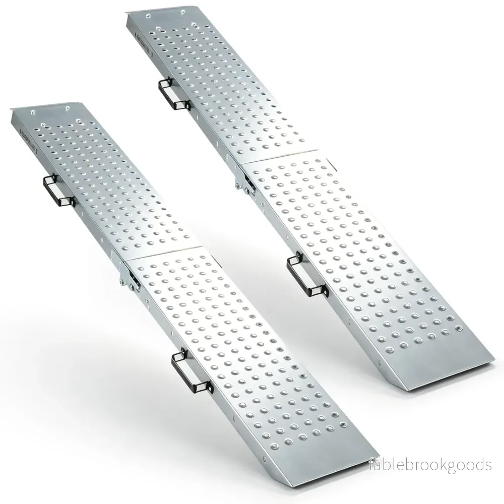Hopfällbar – lätt lastramp i metall, stycken, som klarar upp till belastning – 2 400 kg 180 x 22,5 x 4,5 cm