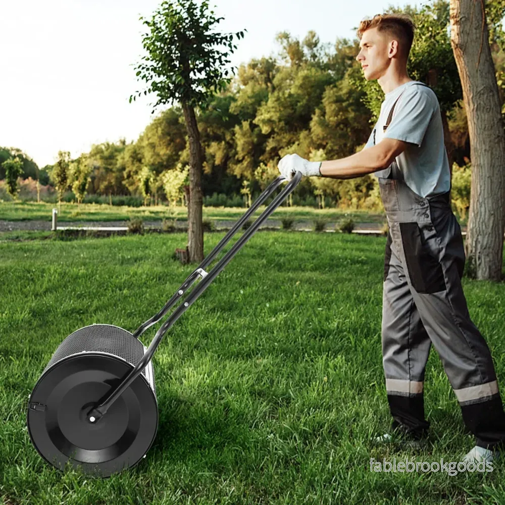 Bred – kompostspridare med förbättrade sidospärrar och U format handtag – 68 cm – Svart - Bild 2