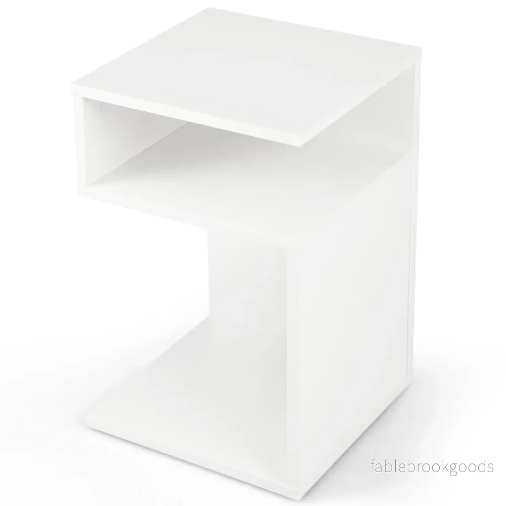 S – format sidobord med öppna fack Modernt sängbord – 2 33 x 33 x 50 cm – Vit - Bild 3