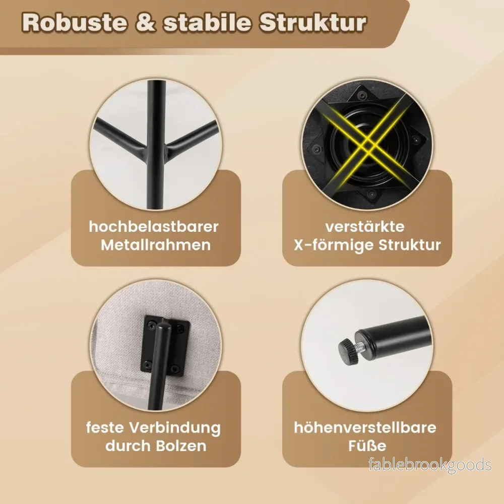 Set – med barstolar, vridbar stoppad ryggstöd och fotstöd – 2 – Beige - Bild 2
