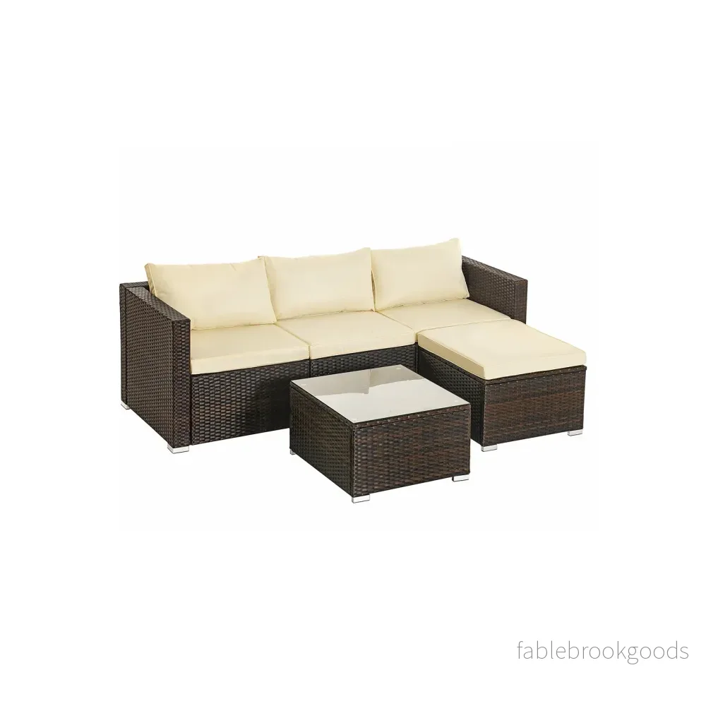 Trädgårdsmöbelset – Lyxig lounge med kuddar – Brun/Beige Trädgårdsmöbelset – Lyxig lounge med kuddar – Brun/Beige