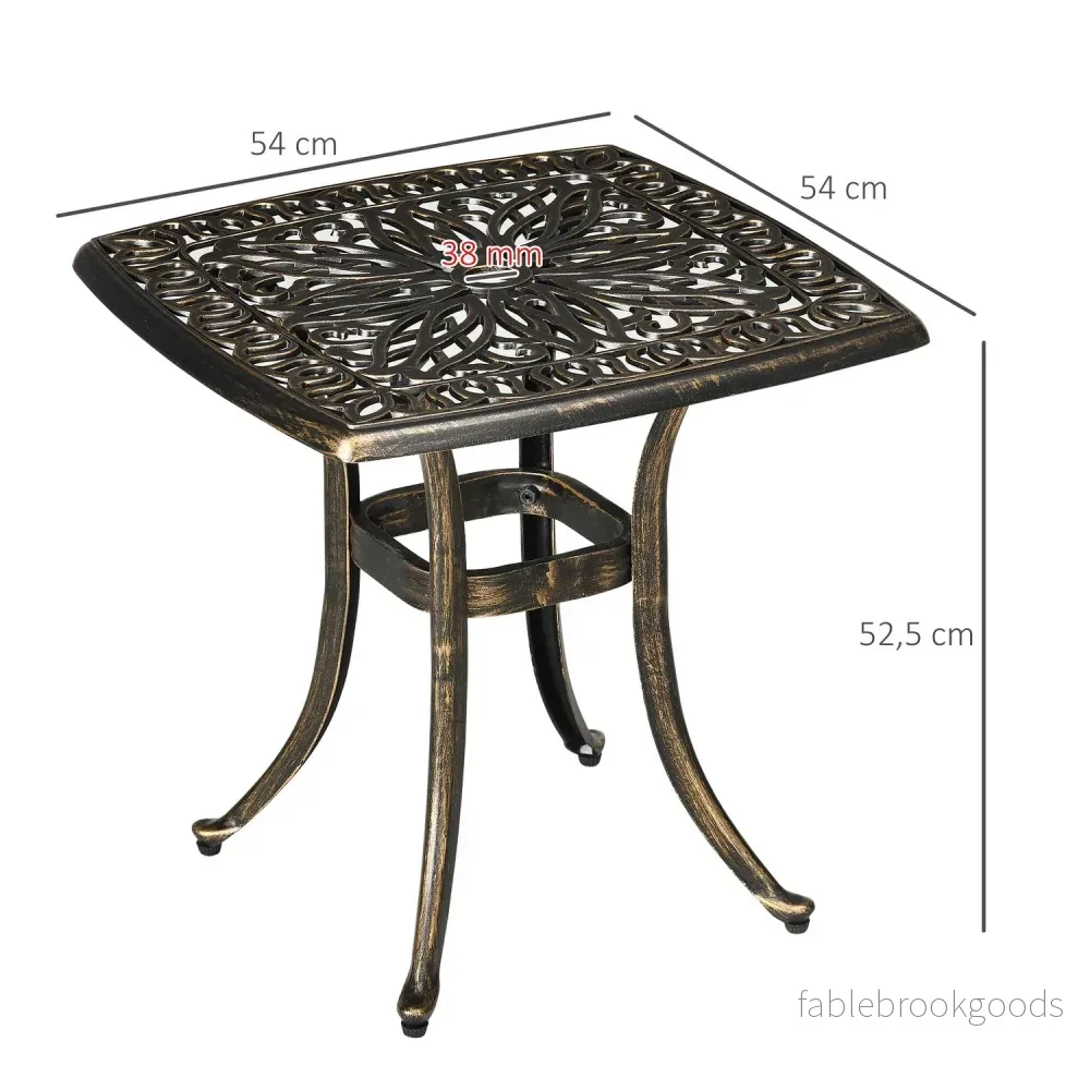 Uteplats sidobord med paraplyhål, aluminium, brons - Bild 3