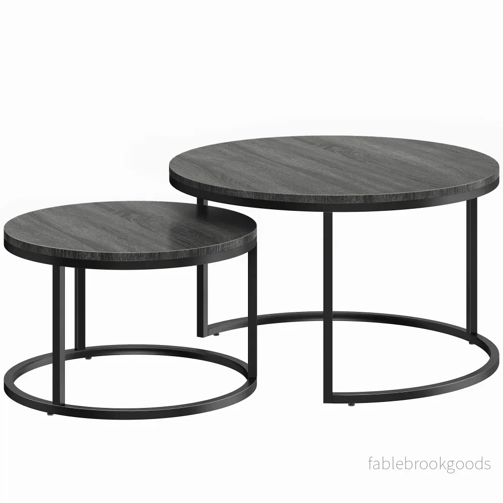 Soffbordsset med hopfällbara ställningar, metallram, träfinish