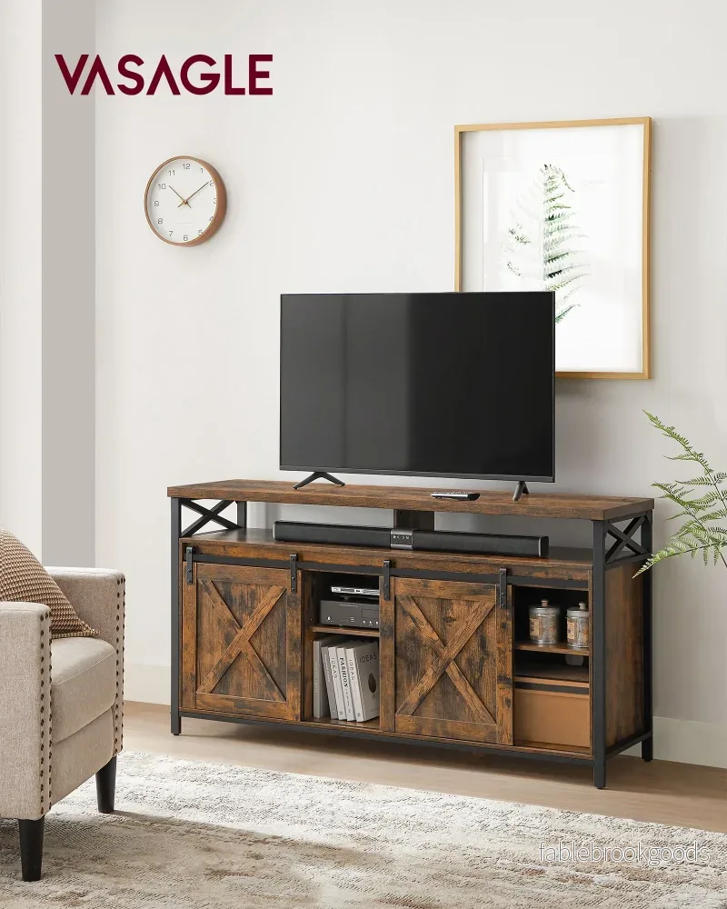 TV-skåp – lantlig stil – vintage brunt och svart - Bild 2
