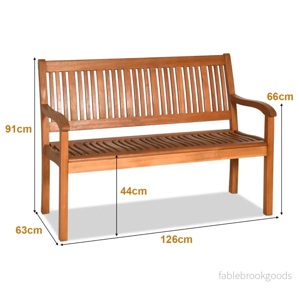 Trädgårdsbänk – Solid för personer med svängt ryggstöd och breda armstöd – 2 126 x 63 x 91 cm – Trä - Bild 2