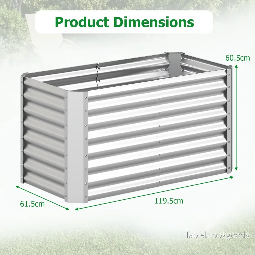 Förhöjd – planteringslåda i metall, rektangulär odlingslåda av galvaniserad plåt med öppen botten – 119,5 x 61,5 x 60,5 cm - Bild 2