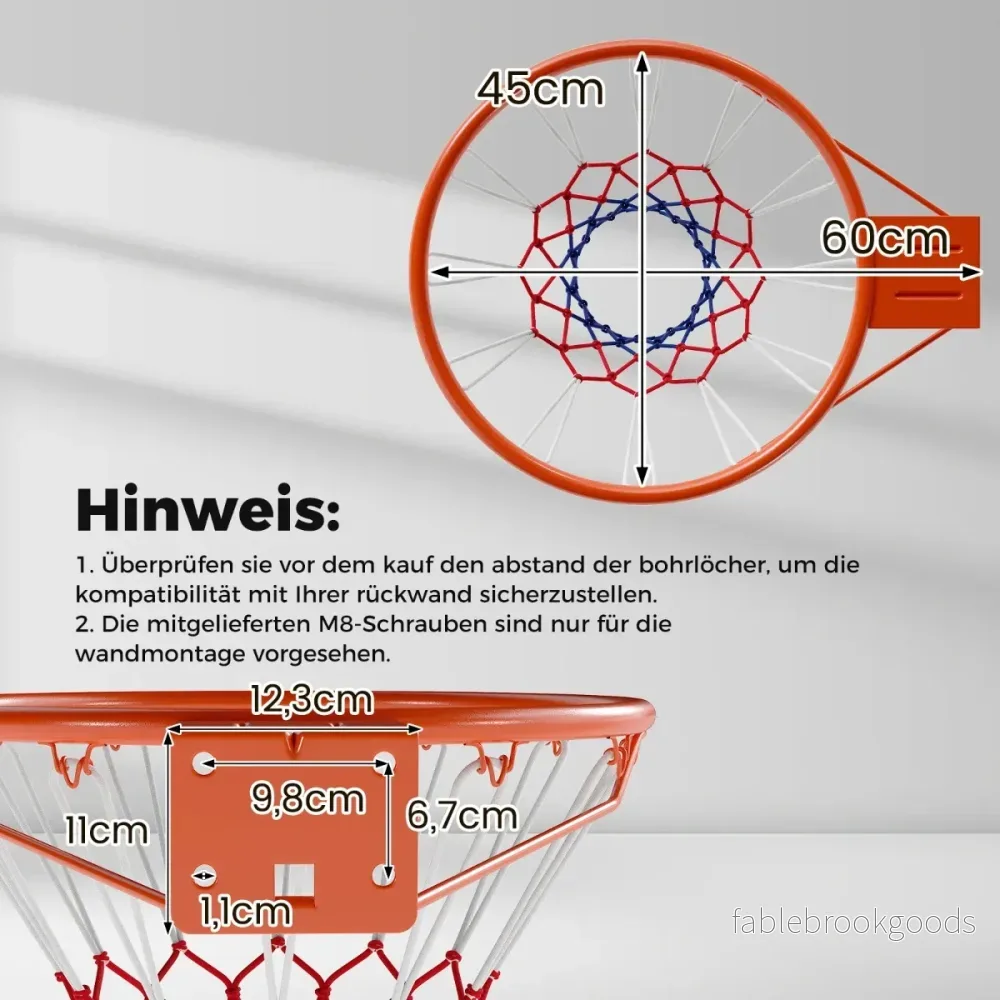 Standard – basketkorg med nät Mini för väggmontering – Ø 45 cm – Orange - Bild 2