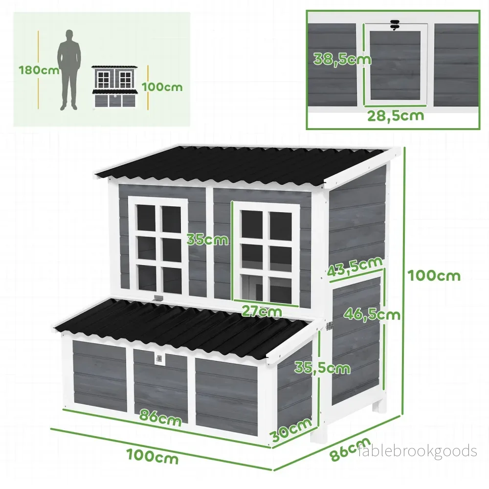 Vattentät Gran Wood Chicken Coop med bolåda för 4-6 höns - Bild 3