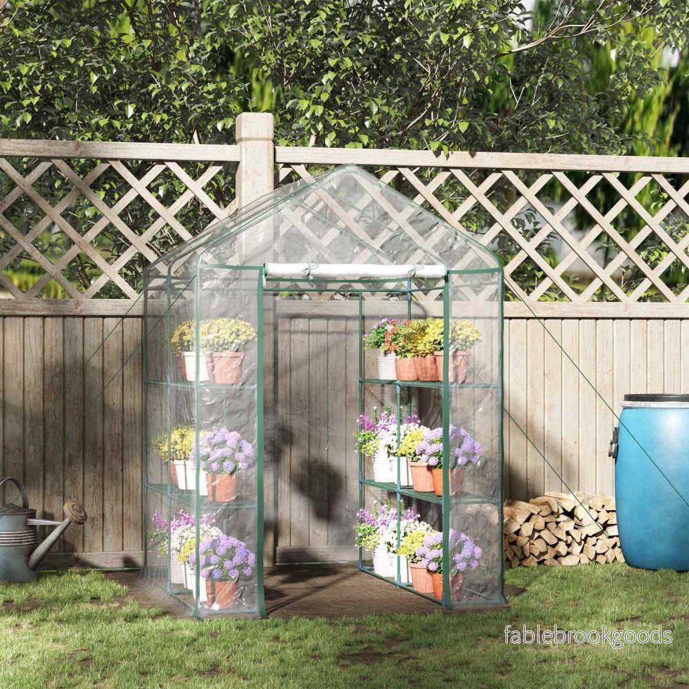 Walk-In växthus med hyllor – Stål PVC-ram - Bild 2
