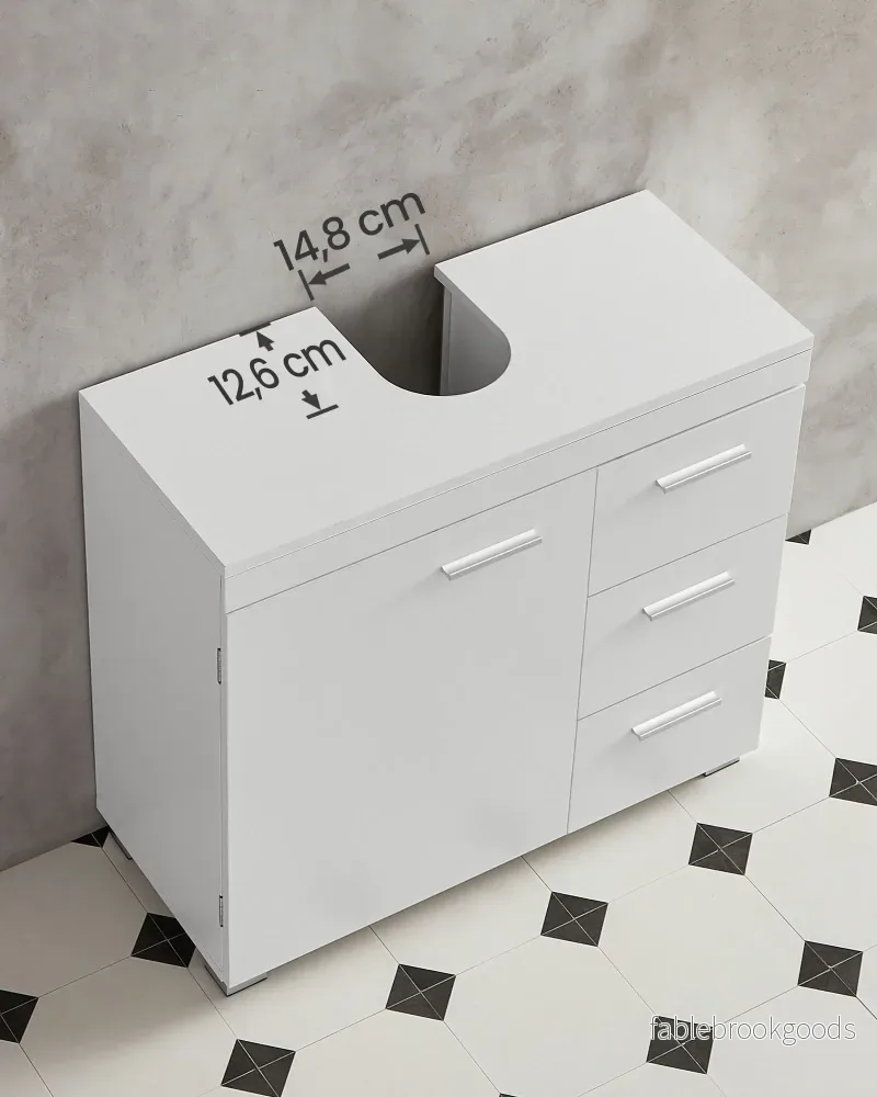 Tvättställsmöbel - Med 3 lådor - Vit - Bild 3