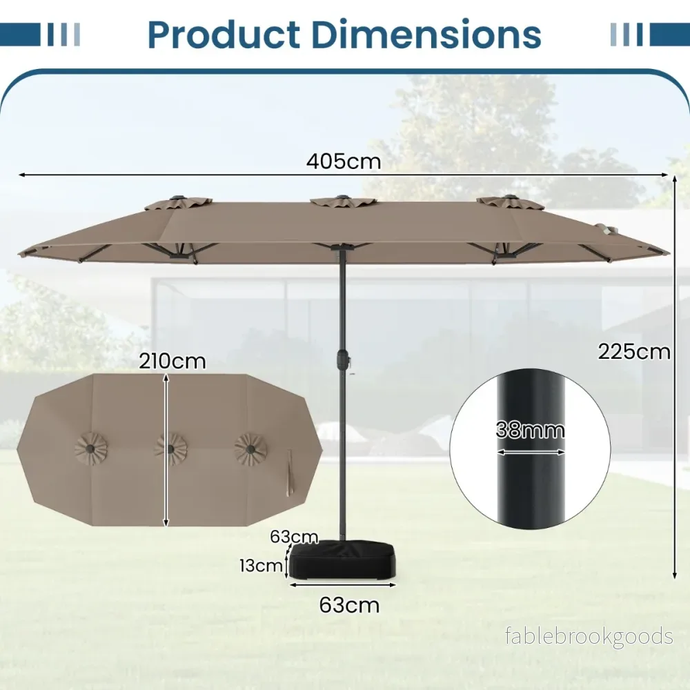 Dubbelsolskydd – Med Stativ och LED Lampor UPF 50+ Trädgårdssolskydd – Brun - Bild 2