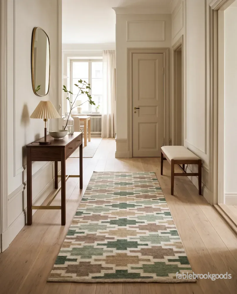Gångmatta Korsnes Grön/Beige - Bild 2