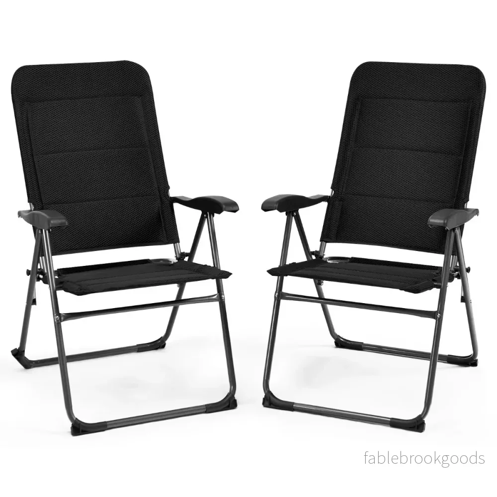 Set – med trädgårdsstolar, hopfällbara vägs justerbart ryggstöd, – 2 7 76 x 60 x 103,5 cm – Svart