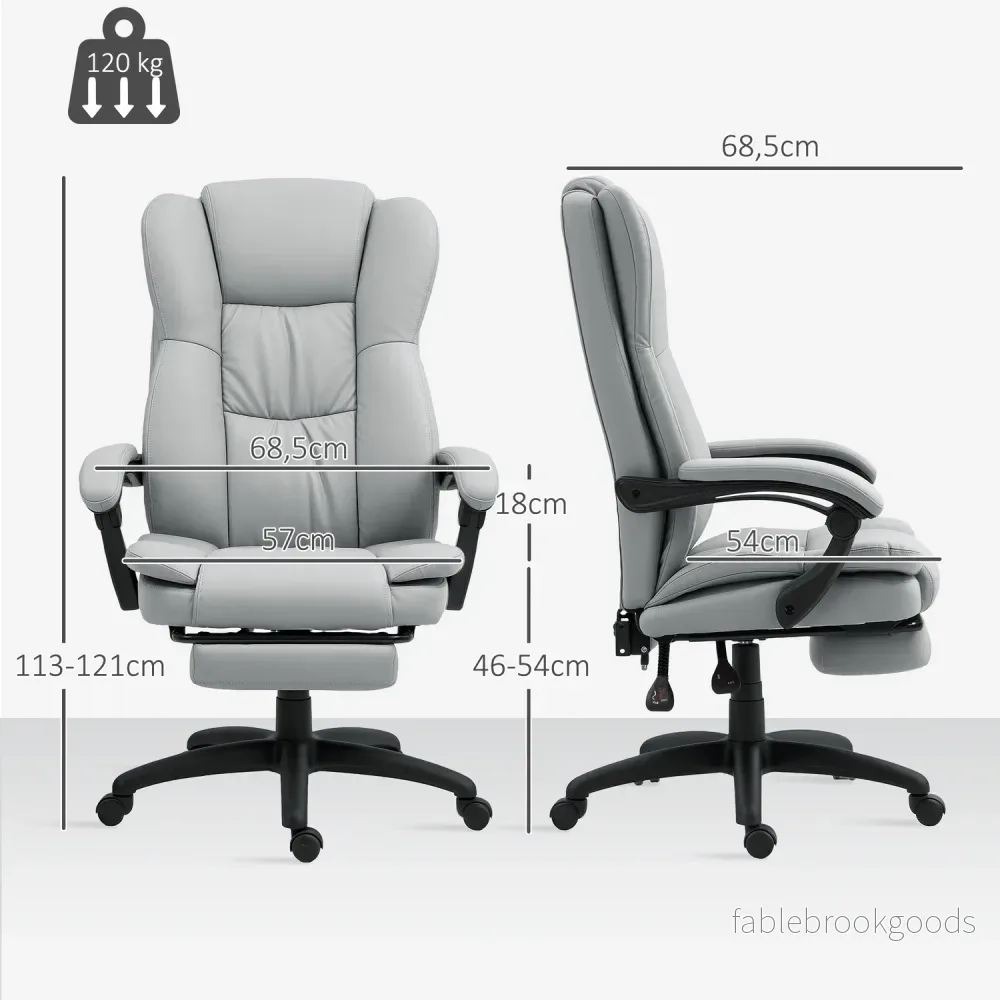 Ergonomisk kontorsstol med massage, lutning, fotstöd, grå - Bild 3