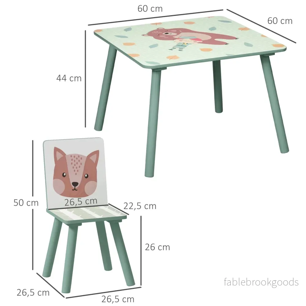 Barnbord och stolar – djurdesign, 3-8 år, grönt - Bild 3