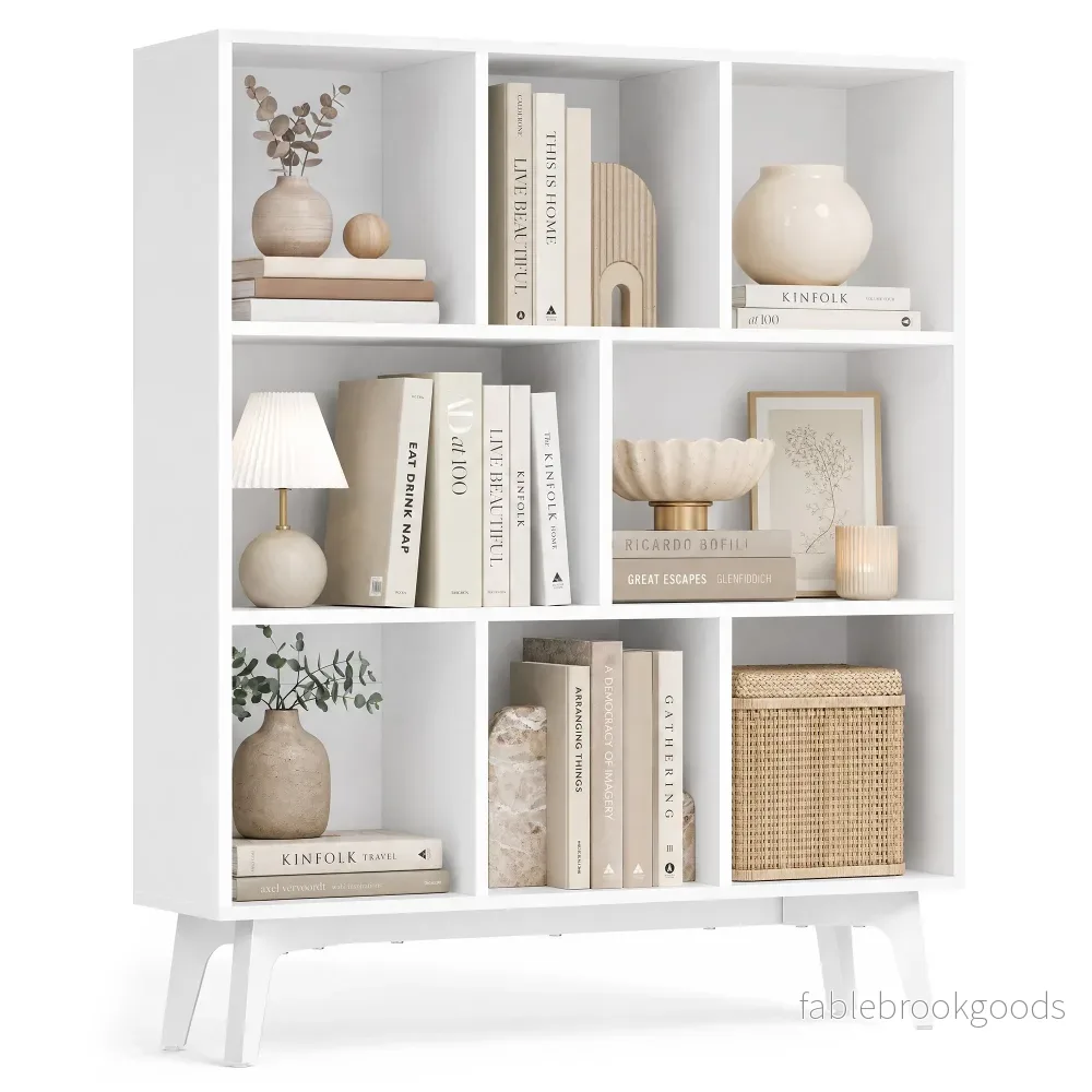 Boekenkast – 8 Vakken – 90 x 107 cm – Smal – Wolkenwit Boekenkast – 8 Vakken – 90 x 107 cm – Smal – Wolkenwit
