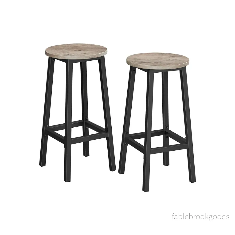 Barstolar set om 2 – Rund sits – Mattsvart – Gråsvart