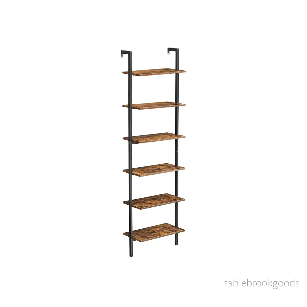 Bokhylla – Stegehylla med 6 hyllor – Vintage brun-svart Bokhylla – Stegehylla med 6 hyllor – Vintage brun-svart