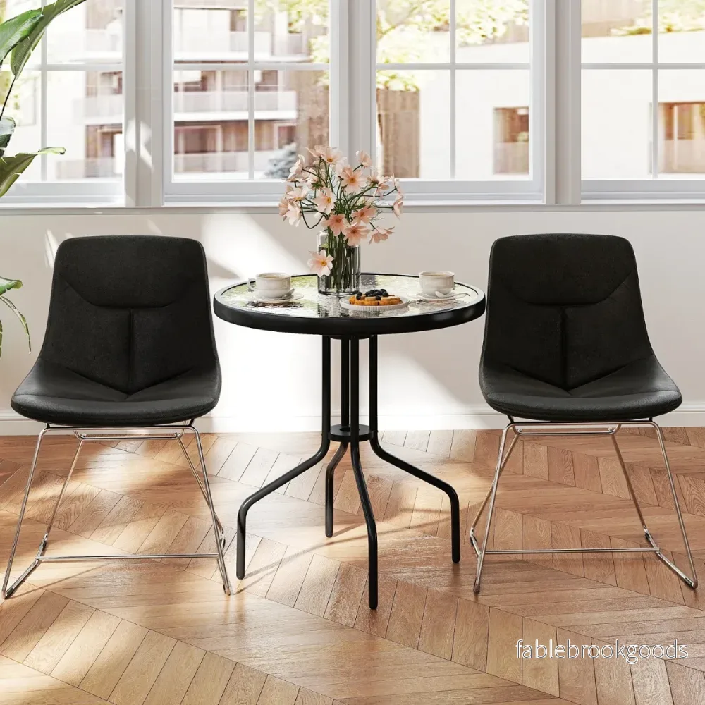 Trädgårdsbord – med parasollhål Bistråbord bordsskiva av härdat glas – 70 x 70 x 71 cm – Svart - Bild 3