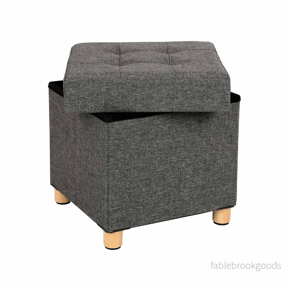 Puff med förvaringsutrymme och bekväm beige klädsel Puff med förvaringsutrymme och bekväm beige klädsel