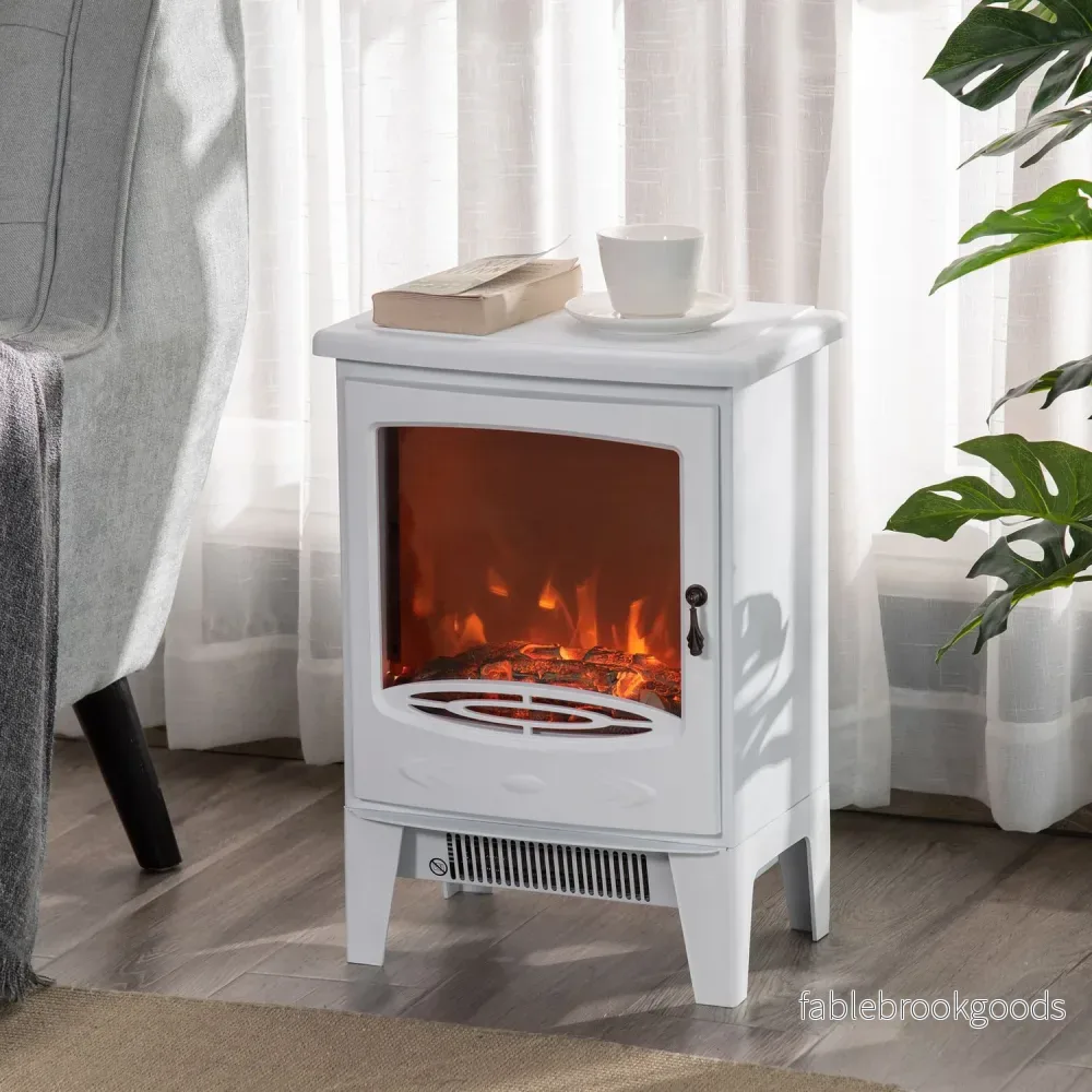 Fristående LED El-kamin, Vit, 900/1800W - Bild 2