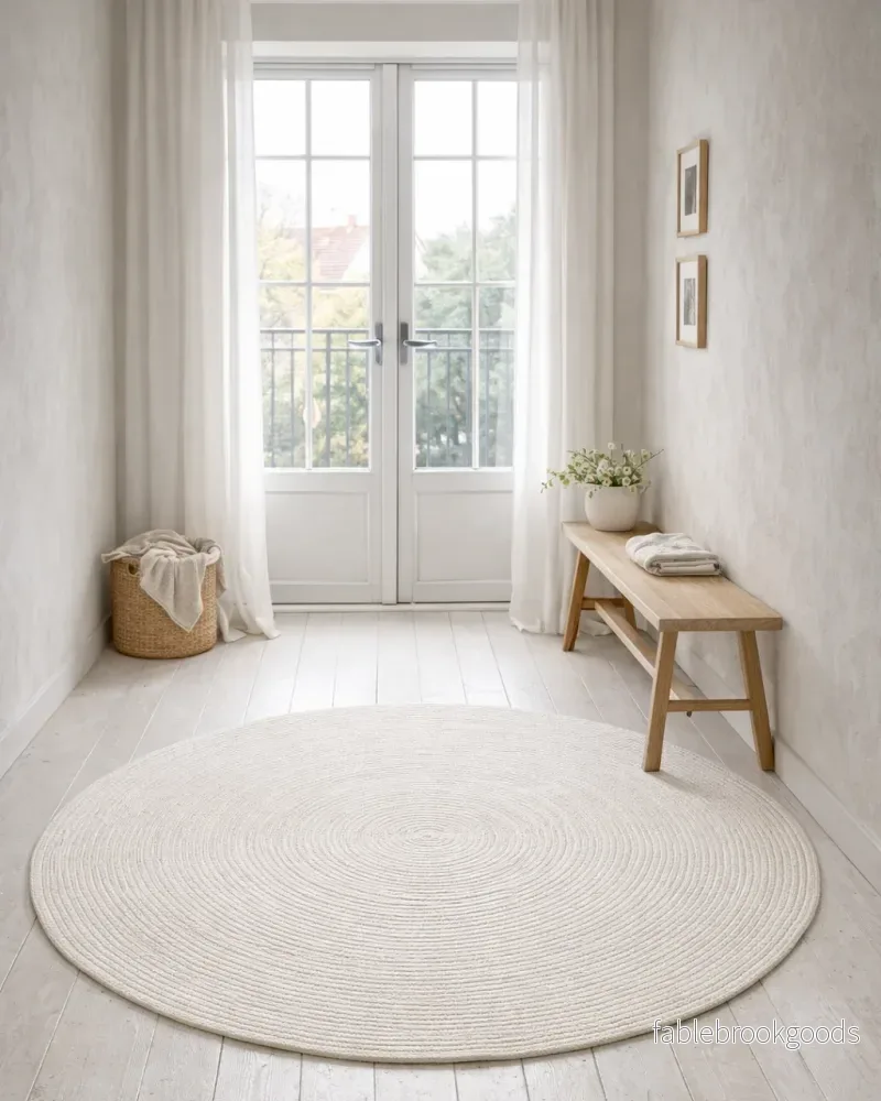 Måttanpassad Matta Merino Rund White - Bild 3
