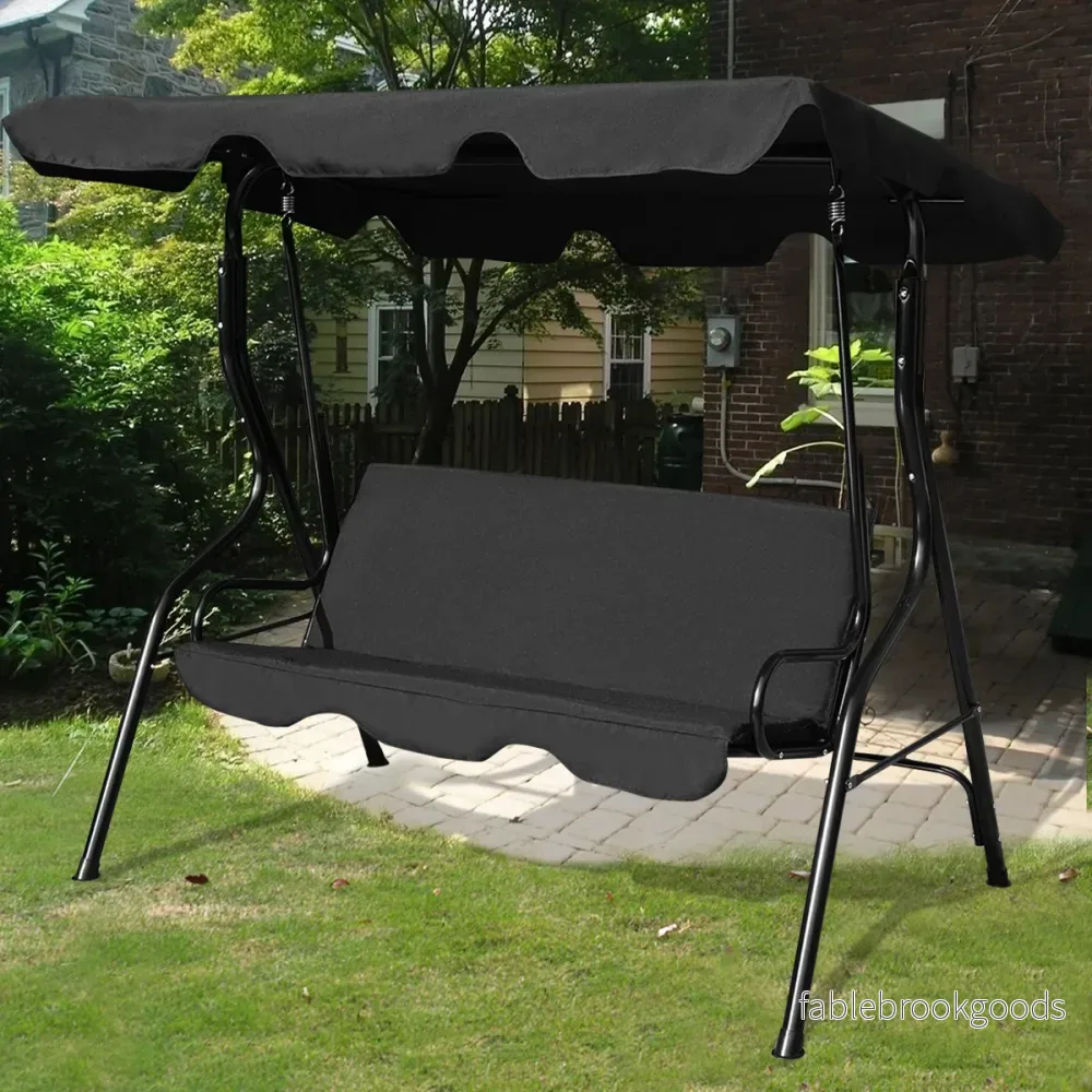 Hollywood – swing sits trädgård gunga gungbänk med taklucka grön/brun/ – 3 172 x 154 x 110 cm – Svart