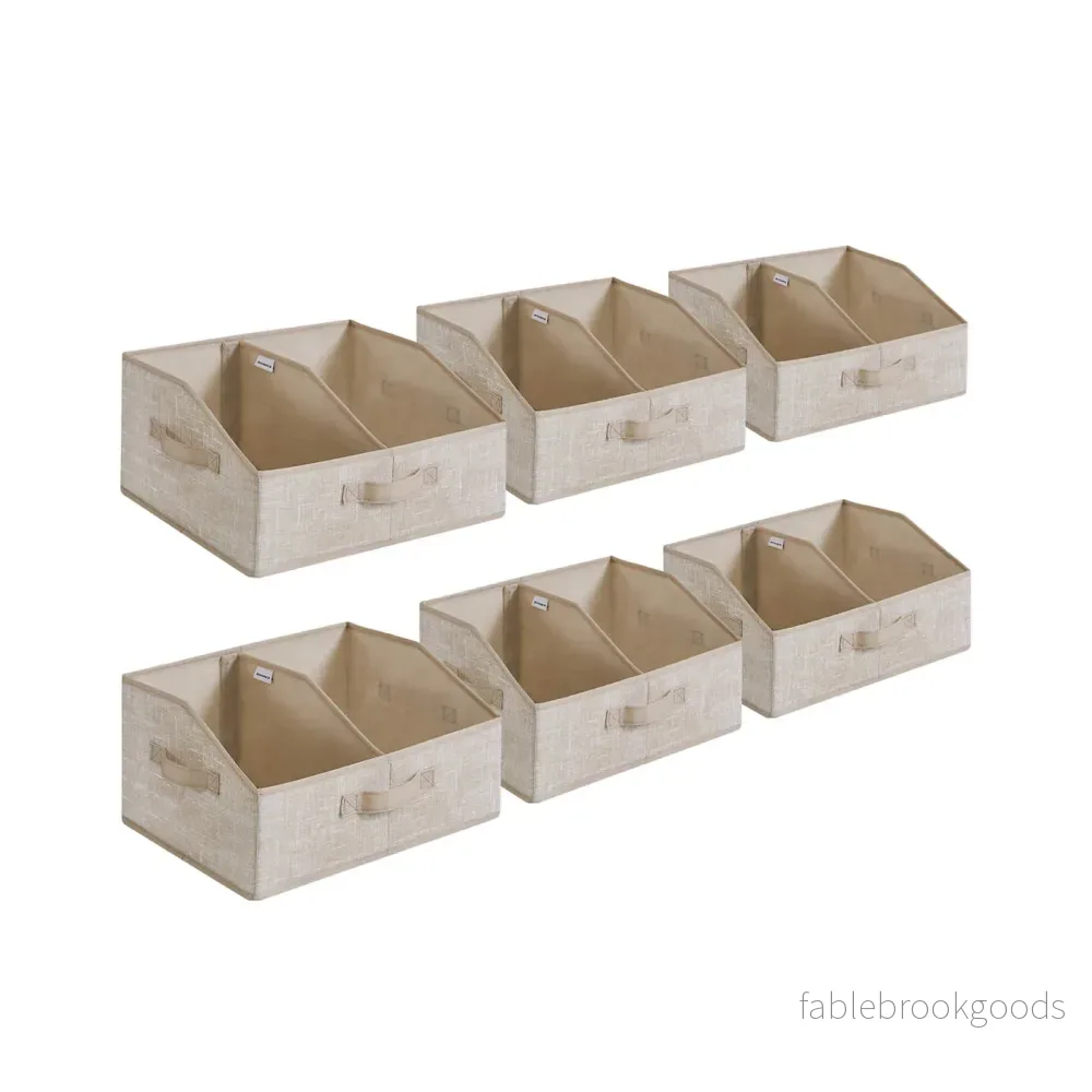 Förvaringslådor set om 6 – Fibertyg – Sandbeige Förvaringslådor set om 6 – Fibertyg – Sandbeige
