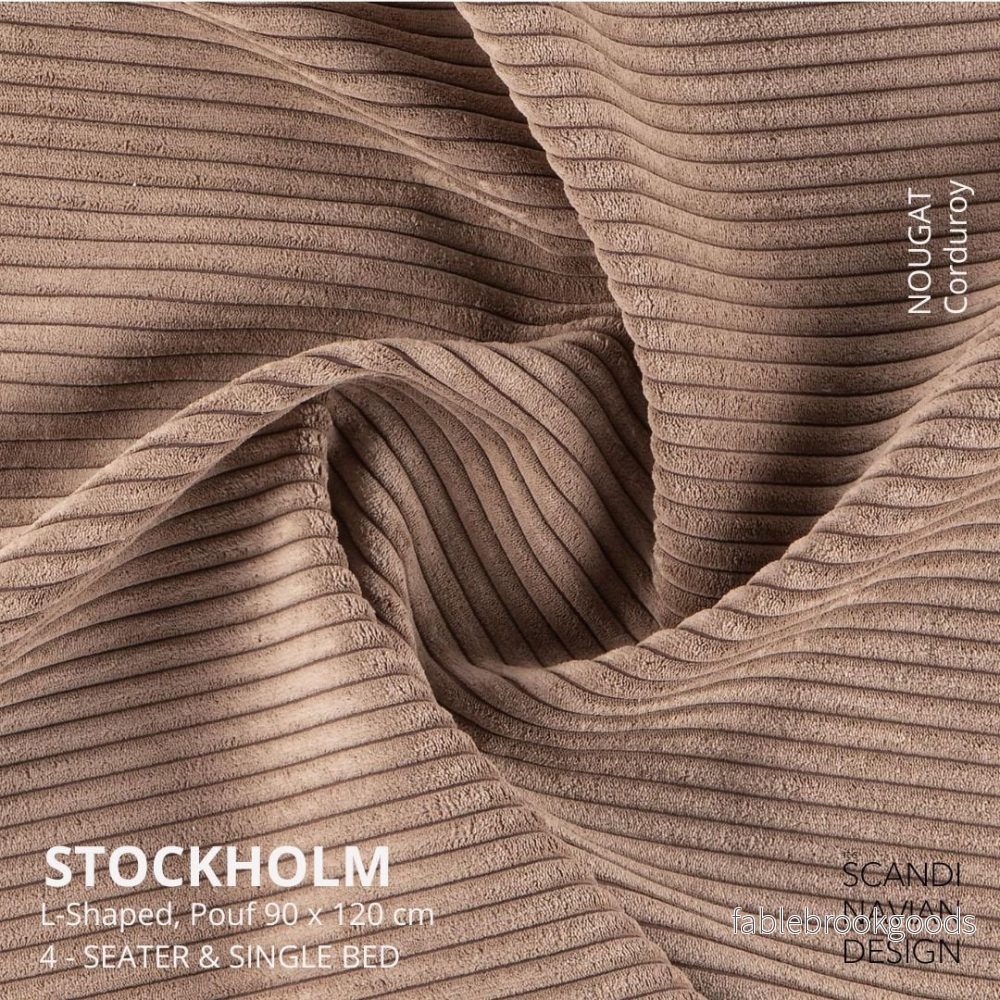 Stockholm L- Shaped sofa/single bed Corduroy Nougat removable & washable cover - Bild 2
