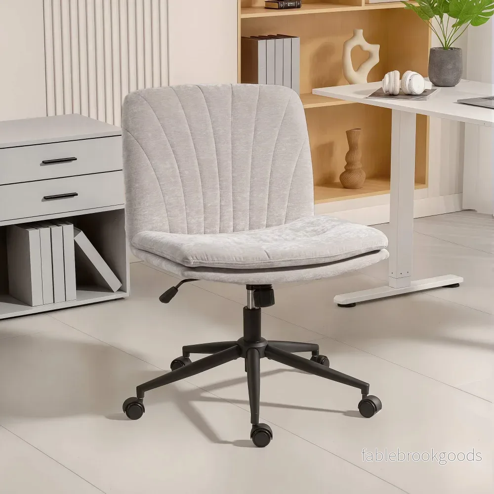 Kontorsstol, armstödslös med korslagda ben, höjdjusterbar, beige - Bild 2