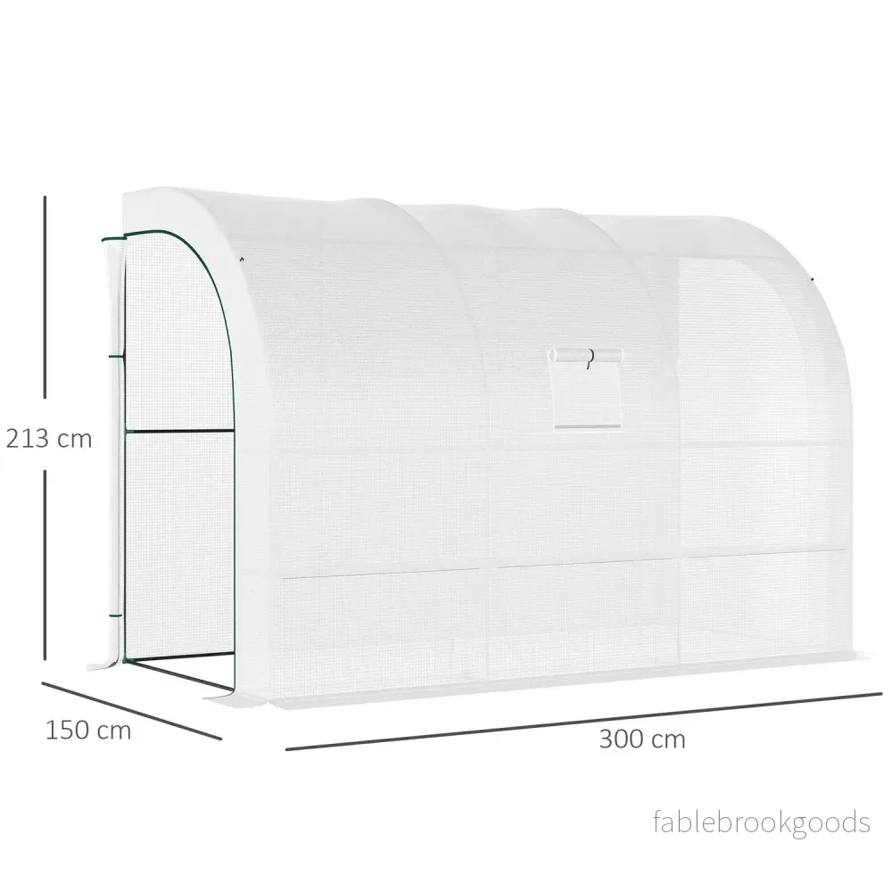 Växthus med hyllor & fönster, Stålstomme, 300x150x213 cm - Bild 3