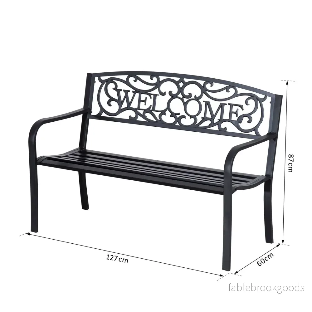 2-sits metall trädgårdsbänk – perfekt för parker och uteplatser - Bild 3
